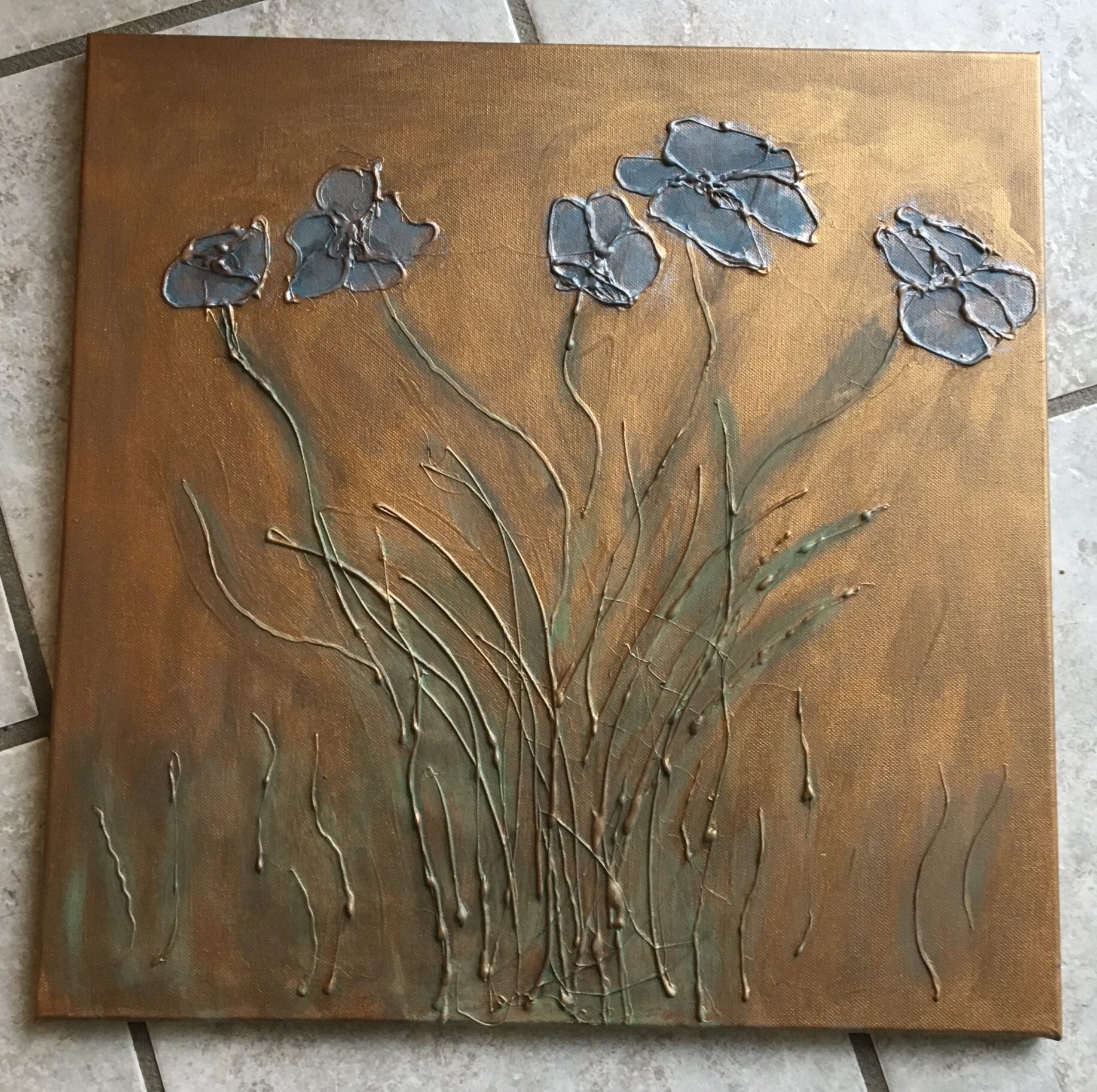 Blå blomster - maleri