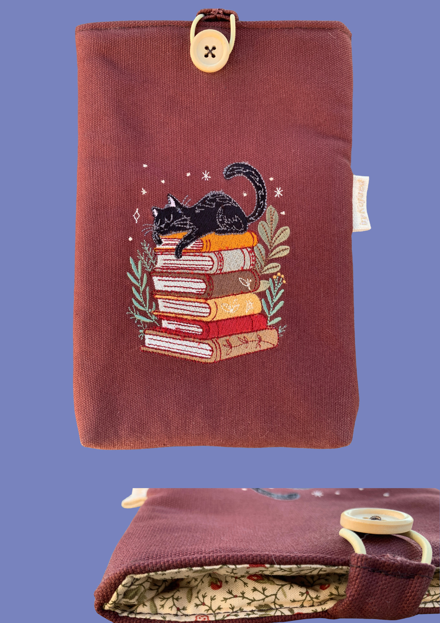 Bog-hylster (book sleeve) med broderi - Billede 5