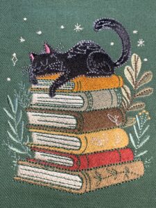 Kat på bøger broderi